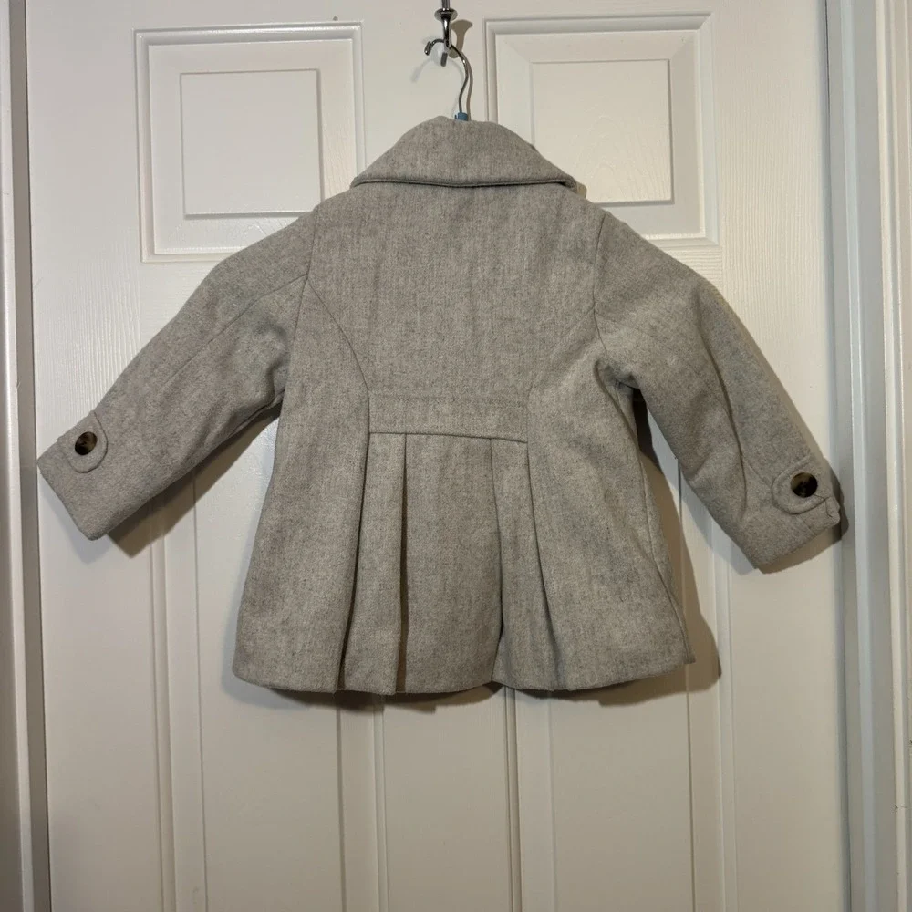 Old Navy Toddler Preppy Pea Coat Oatmeal Gray Toddler Size 3T‎
